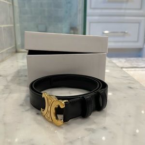 Celine MEDIUM TRIOMPHE BELT in Black with GOLD